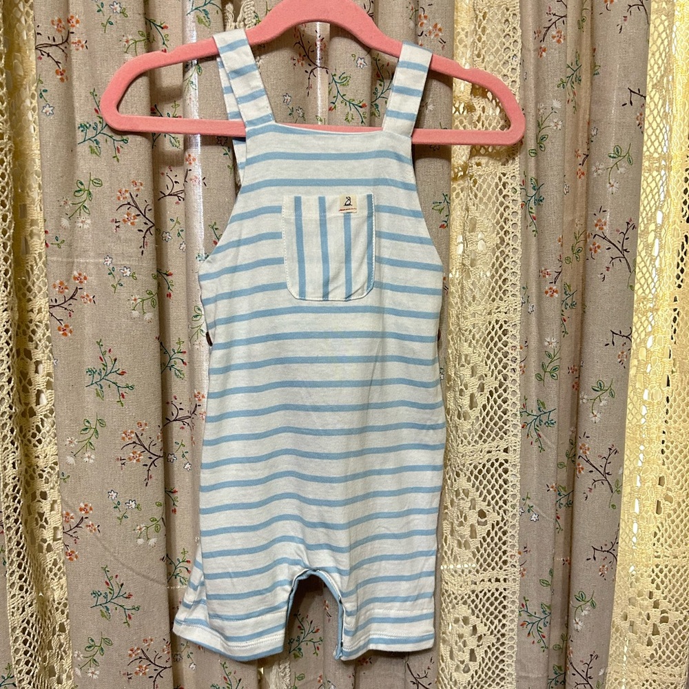 2/$28 Me & Henry London Blue Stripe Suspender Romper‎ 18-24M New